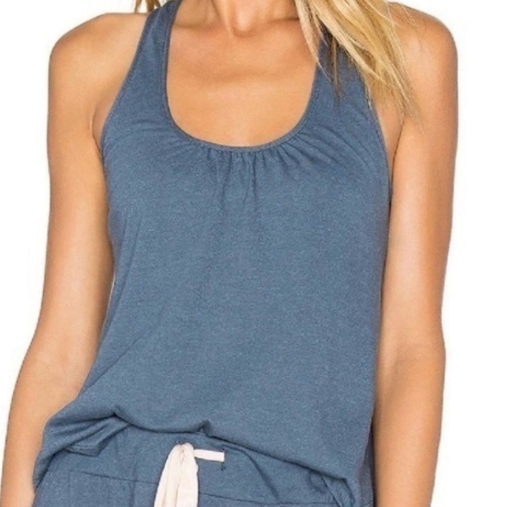 Eberjey NWT Racerback Tank with Shelf Bra in Heather Beach Blue Women’s Small